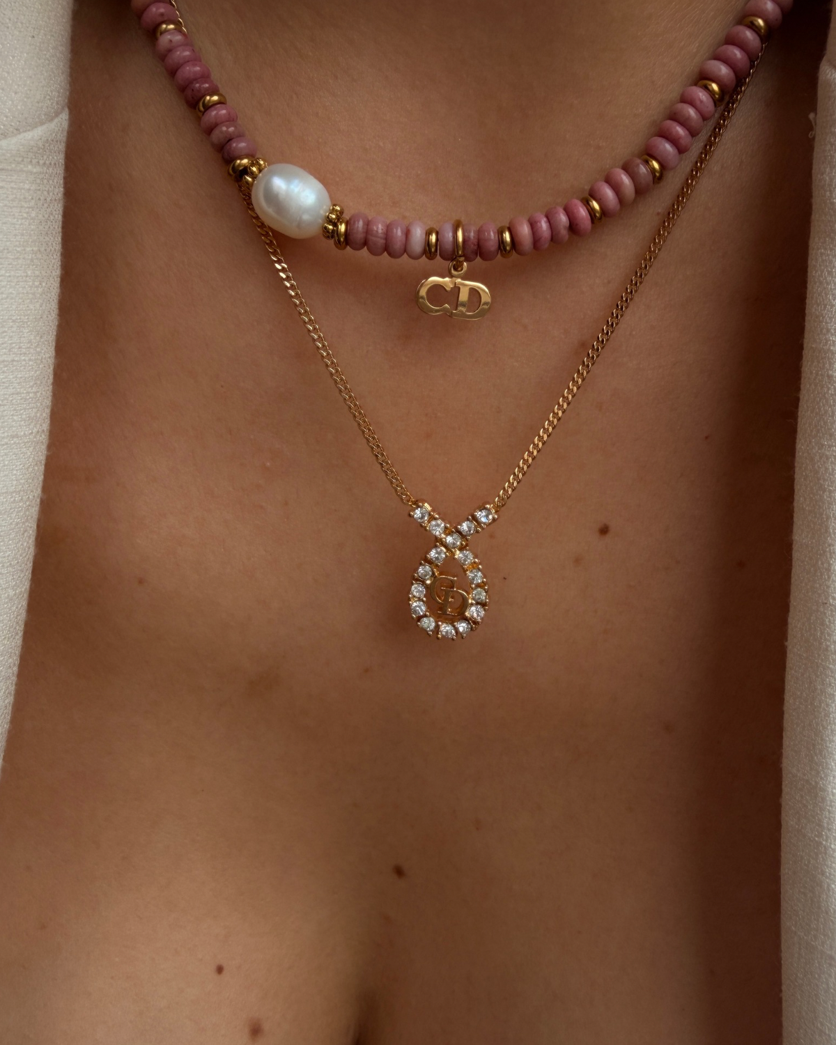 Authentic Dior Drop Rhinestone Necklace