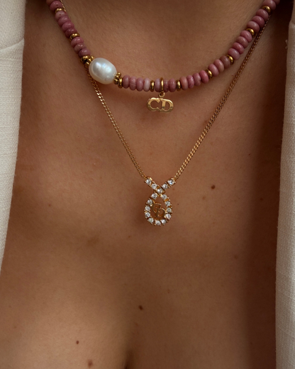 Authentic Dior Drop Rhinestone Necklace
