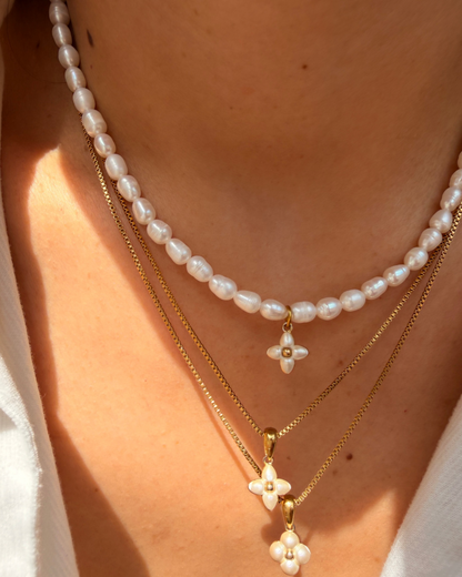 Authentic Louis Vuitton Floragram Pendant- Reworked Pearls Necklace