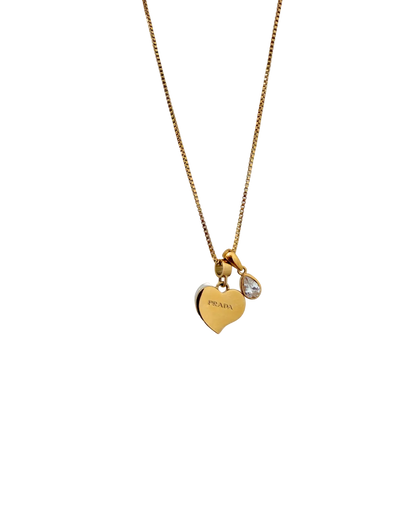 Authentic Prada Heart pendant - Repurposed Necklace