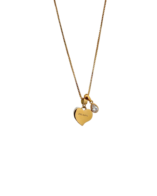 Authentic Prada Heart pendant - Repurposed Necklace