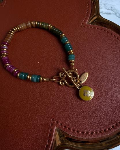 Authentic Louis Vuitton Green Pendant - Reworked Stones Bracelet