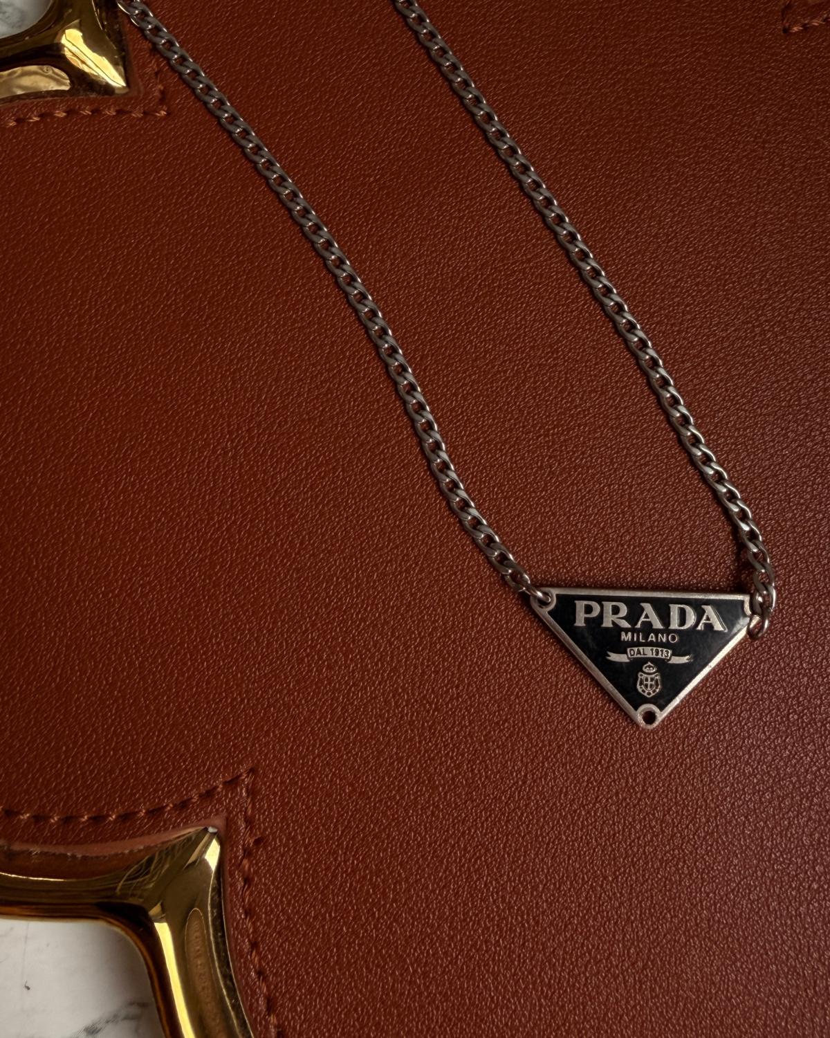 Authentic Silver Prada plaque tag - Reworked Necklace