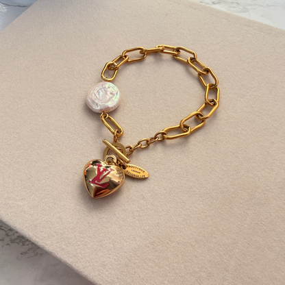 Authentic Louis Vuitton Hear Pendant- Upcycled Bracelet
