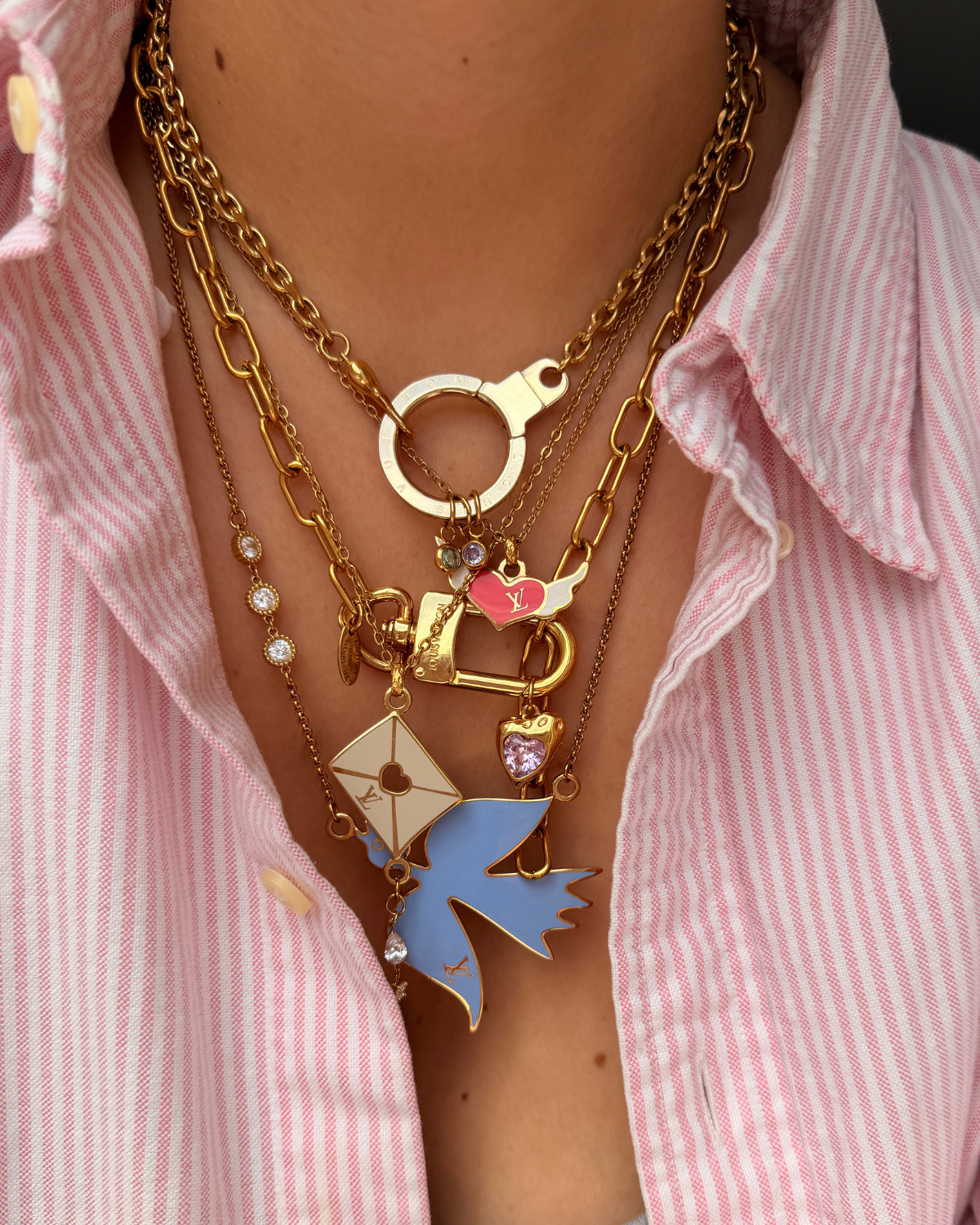 Authentic Louis Vuitton Winged Heart Reworked Necklace