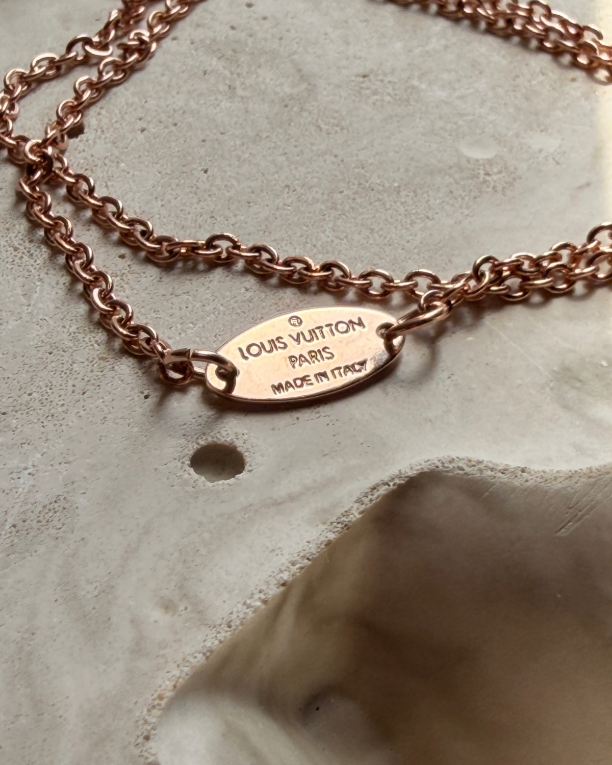 Authentic Louis Vuitton Nanogram Pendant - Reworked Rose Gold Bracelet