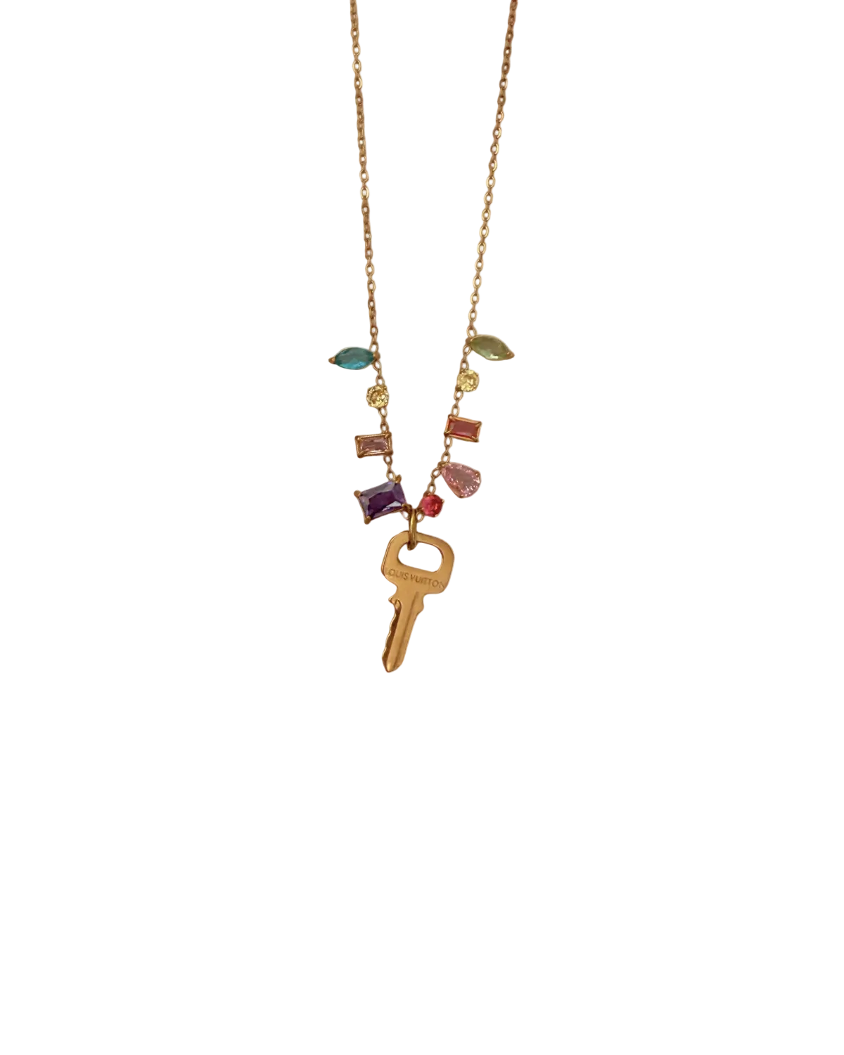 Authentic Louis Vuitton Key Pendant- Necklace Stones