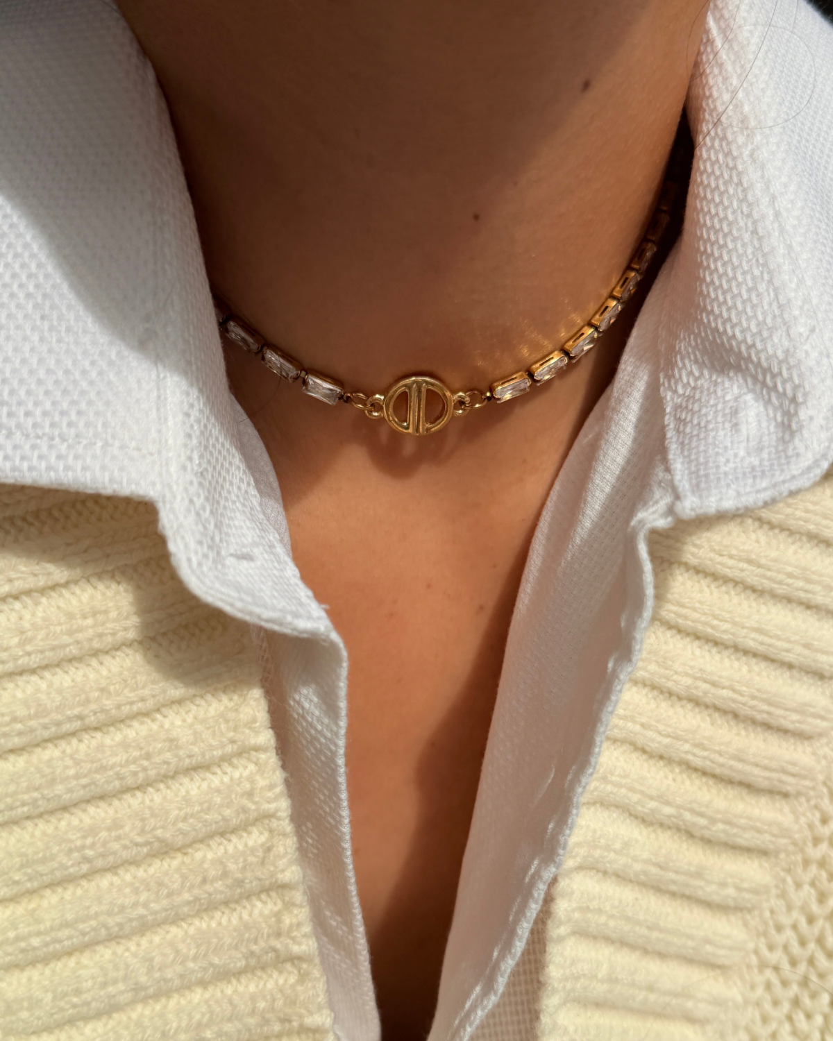 Authentic Dior CD Pendant- Diamante Chain Reworked Choker