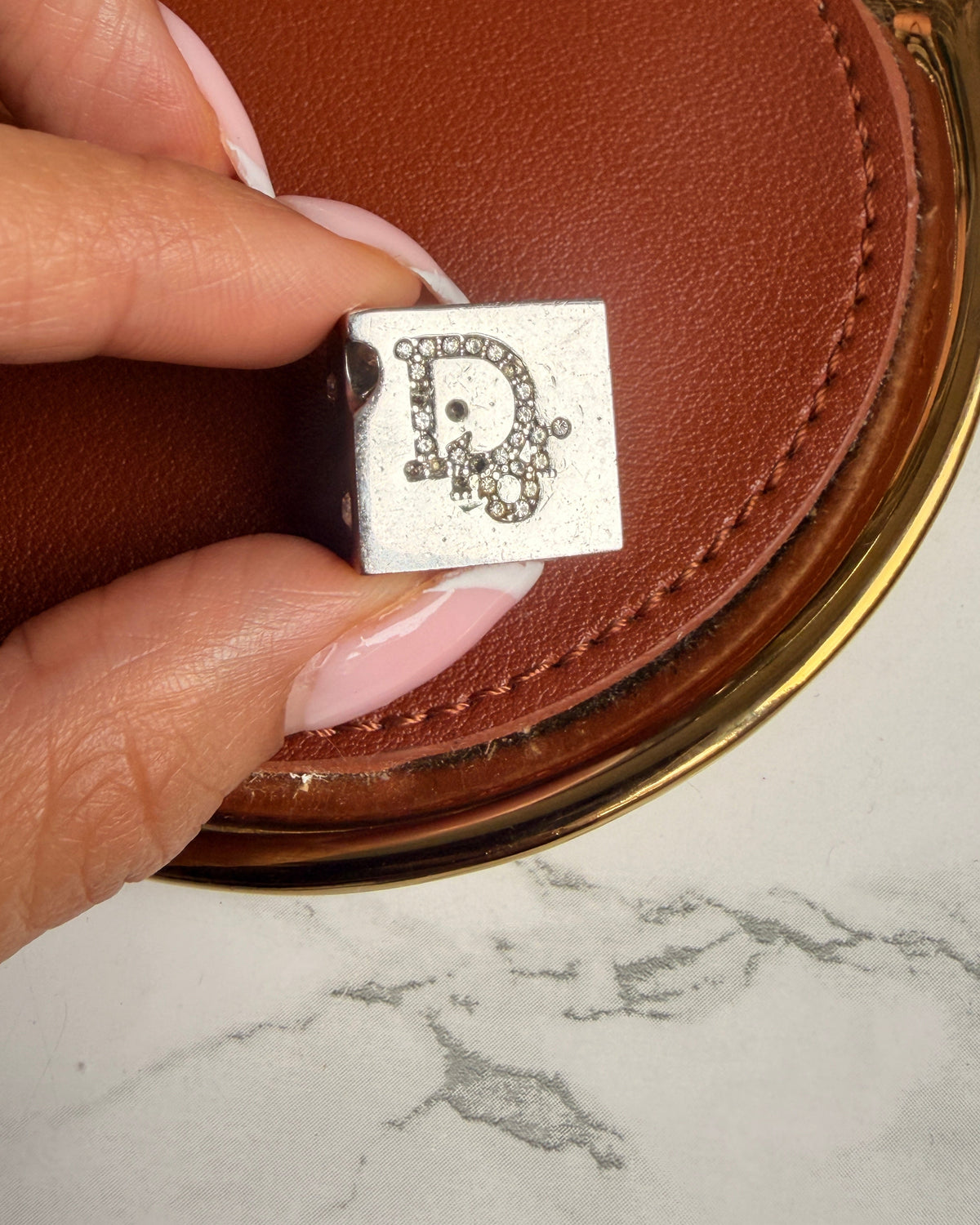 Authentic Dior Dice Rhinestone Logo Pendant- Reworked Necklace