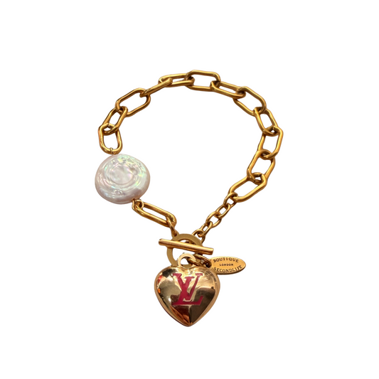 Authentic Louis Vuitton Hear Pendant- Upcycled Bracelet