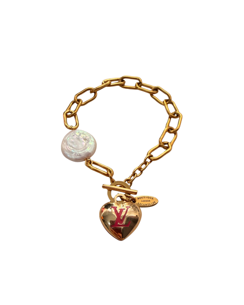 Authentic Louis Vuitton Hear Pendant- Upcycled Bracelet