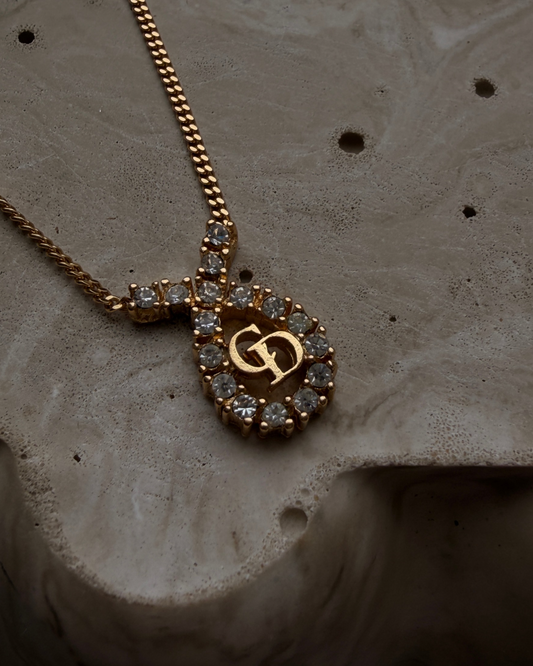 Authentic Dior Drop Rhinestone Necklace