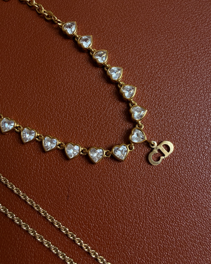 Authentic Dior Pendant – Crystal Heart Necklace