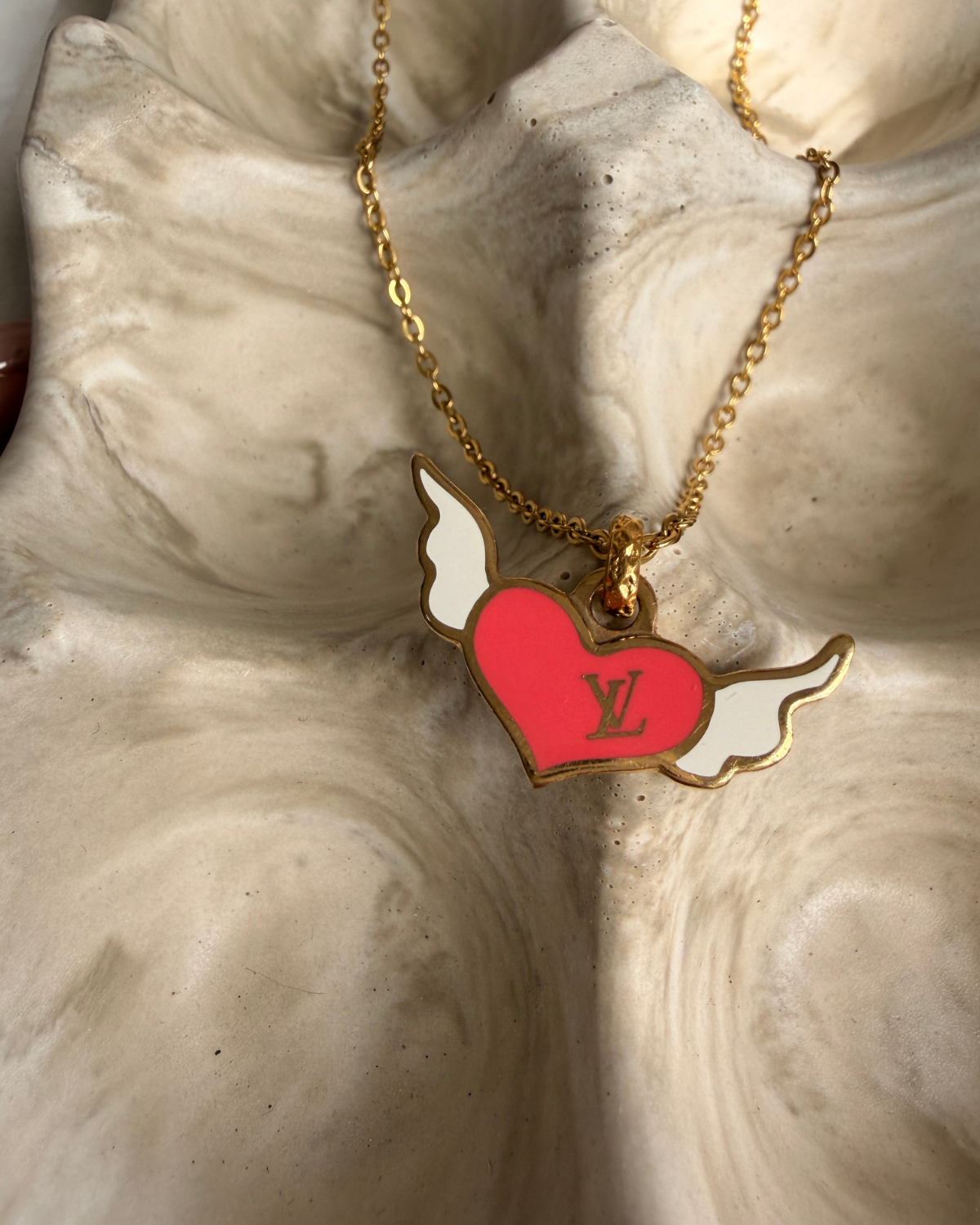 Authentic Louis Vuitton Winged Heart Reworked Necklace