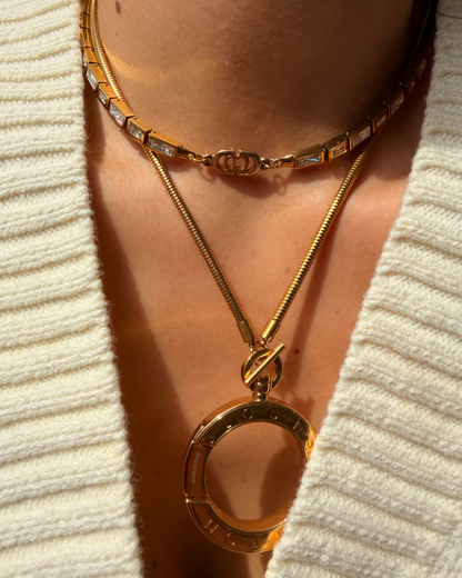 Authentic Dior CD Pendant- Reworked Diamante Choker
