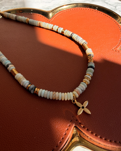 Authentic Louis Vuitton Clasp - Natural Stone Necklace Tuorquise