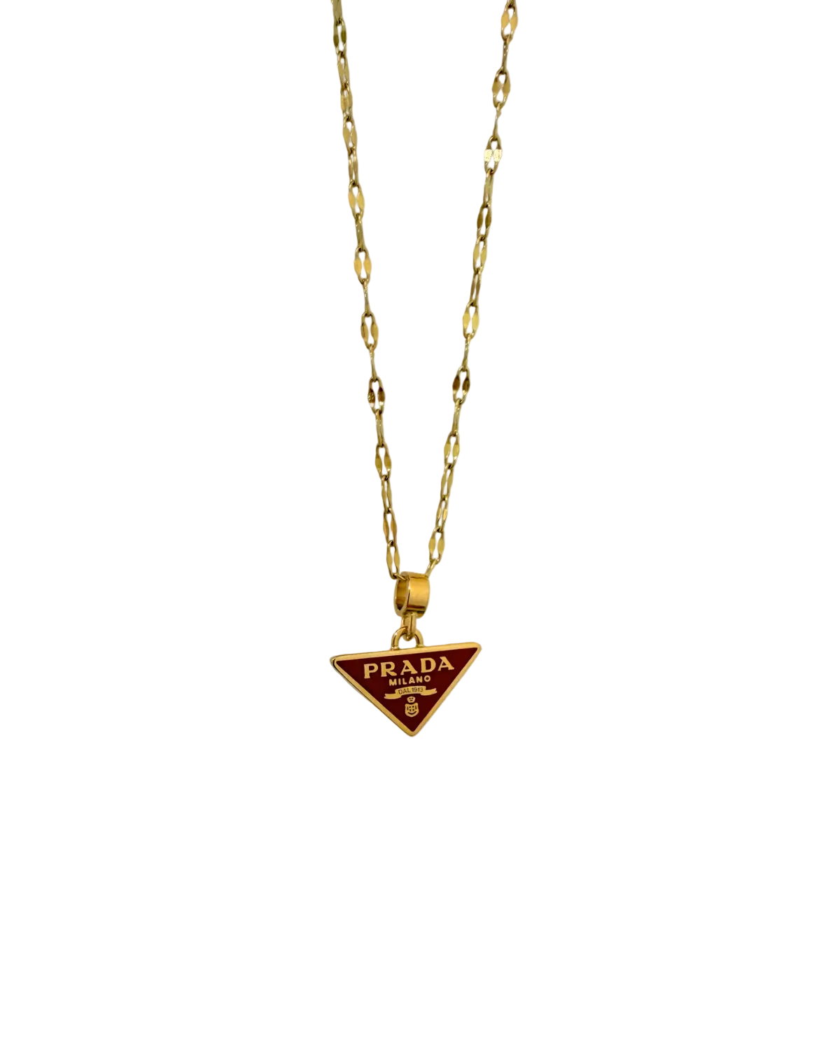 Authentic Prada Enamel Plaque pendant - Repurposed Necklace