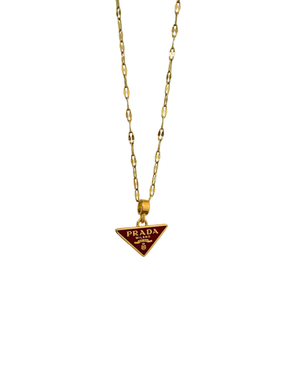 Authentic Prada Enamel Plaque pendant - Repurposed Necklace