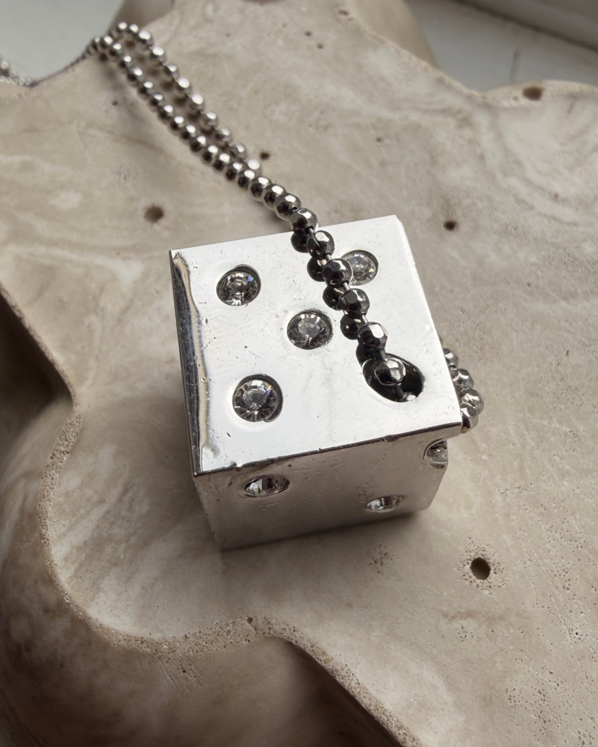 Authentic Dior Dice Rhinestone  Pendant- Reworked Necklace