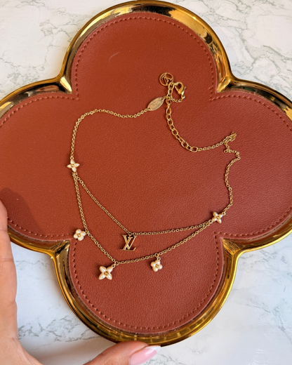 Authentic Louis Vuitton Floragram Pendant- Reworked Y Necklace