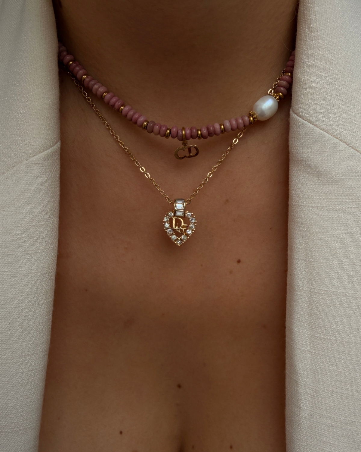 Authentic Dior Heart Rhinestone Necklace