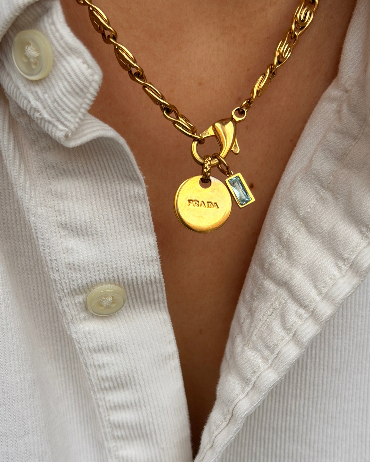 Authentic Prada Rounded Pendant - Reworked Necklace