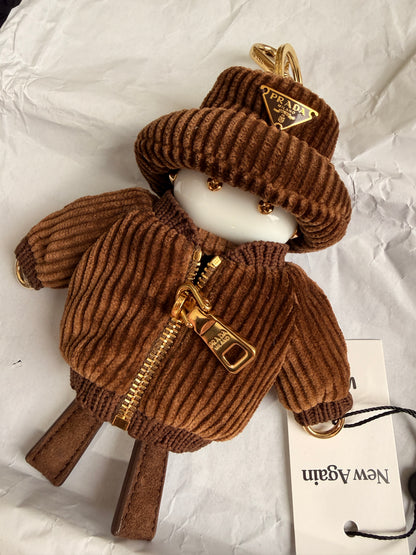 Authentic Prada Robot Bag Charm – Brown Corduroy