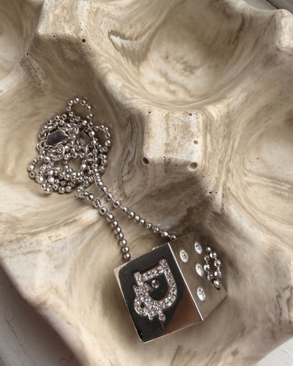 Authentic Dior Dice Rhinestone  Pendant- Reworked Necklace