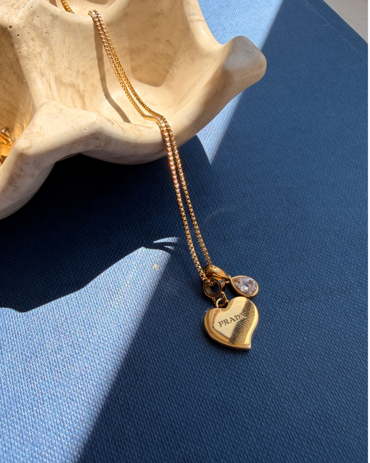 Authentic Prada Heart pendant - Repurposed Necklace
