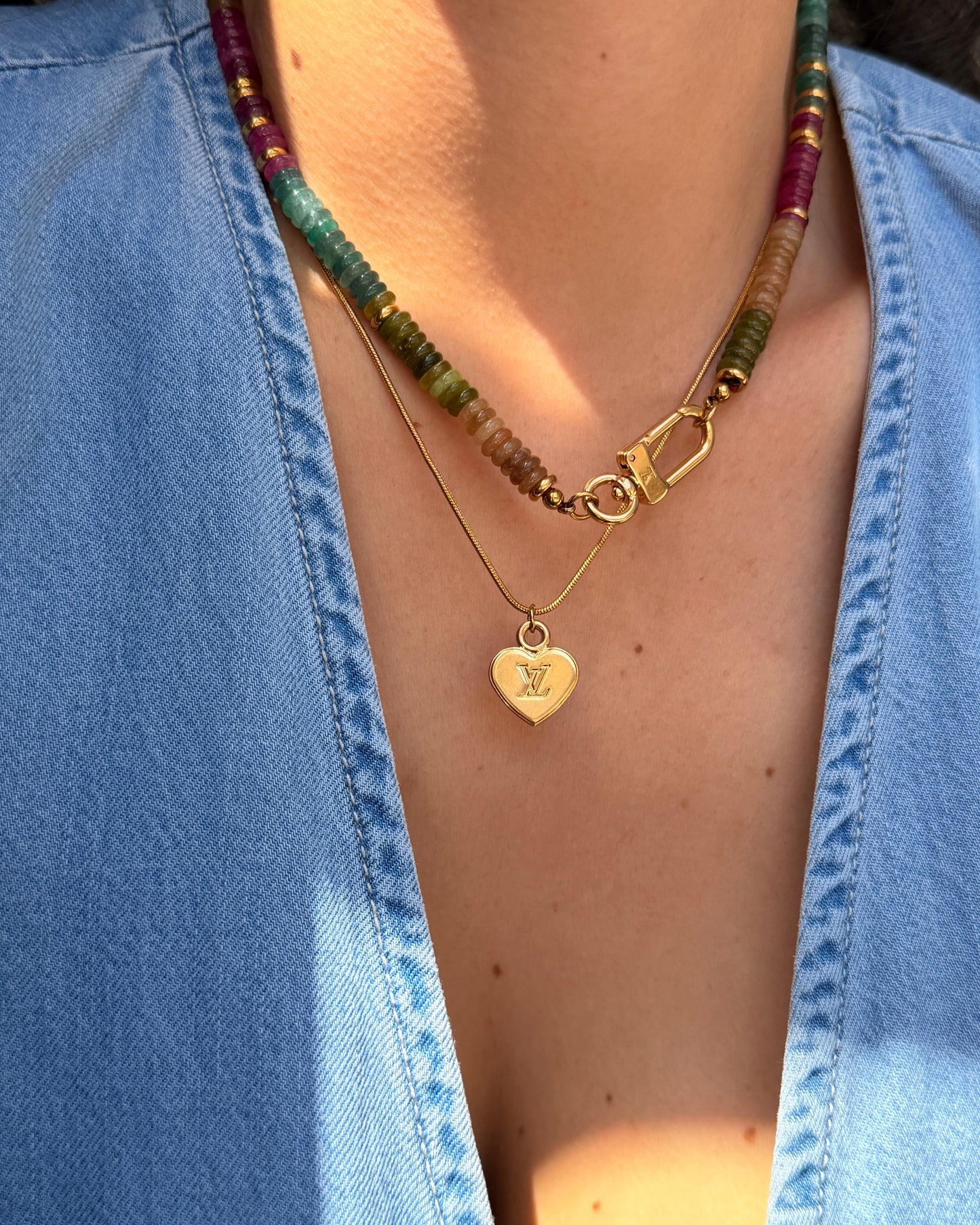 Authentic Louis Vuitton Heart Reworked Dainty Necklace