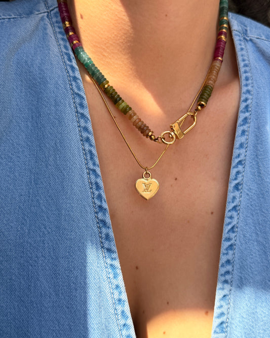 Authentic Louis Vuitton Heart Reworked Dainty Necklace