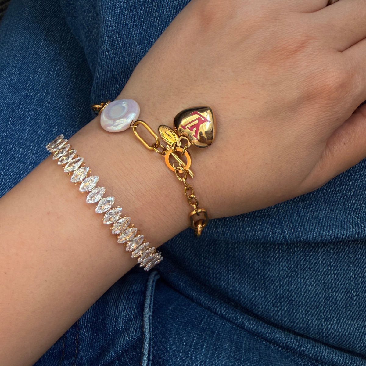 Authentic Louis Vuitton Hear Pendant- Upcycled Bracelet