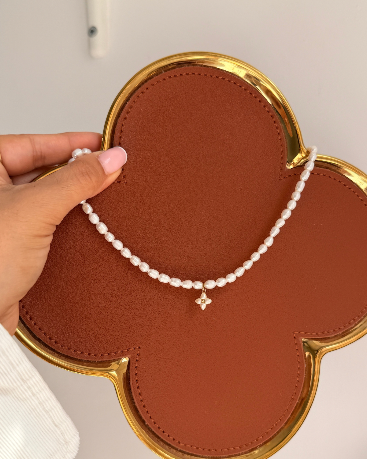Authentic Louis Vuitton Floragram Pendant- Reworked Pearls Necklace