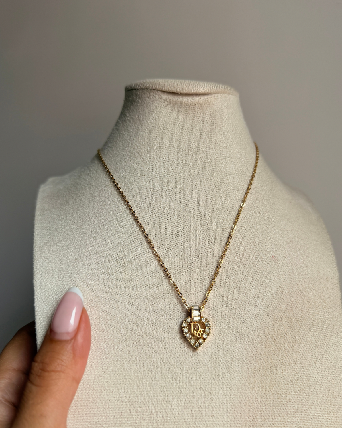 Authentic Dior Heart Rhinestone Necklace