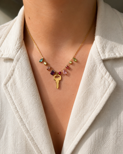 Authentic Louis Vuitton Key Pendant- Necklace Stones