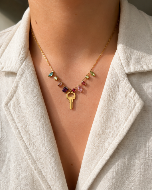 Authentic Louis Vuitton Key Pendant- Necklace Stones