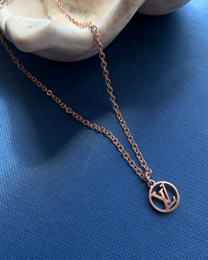 Authentic Louis Vuitton Nanogram Pendant - Reworked Rose Gold Necklace