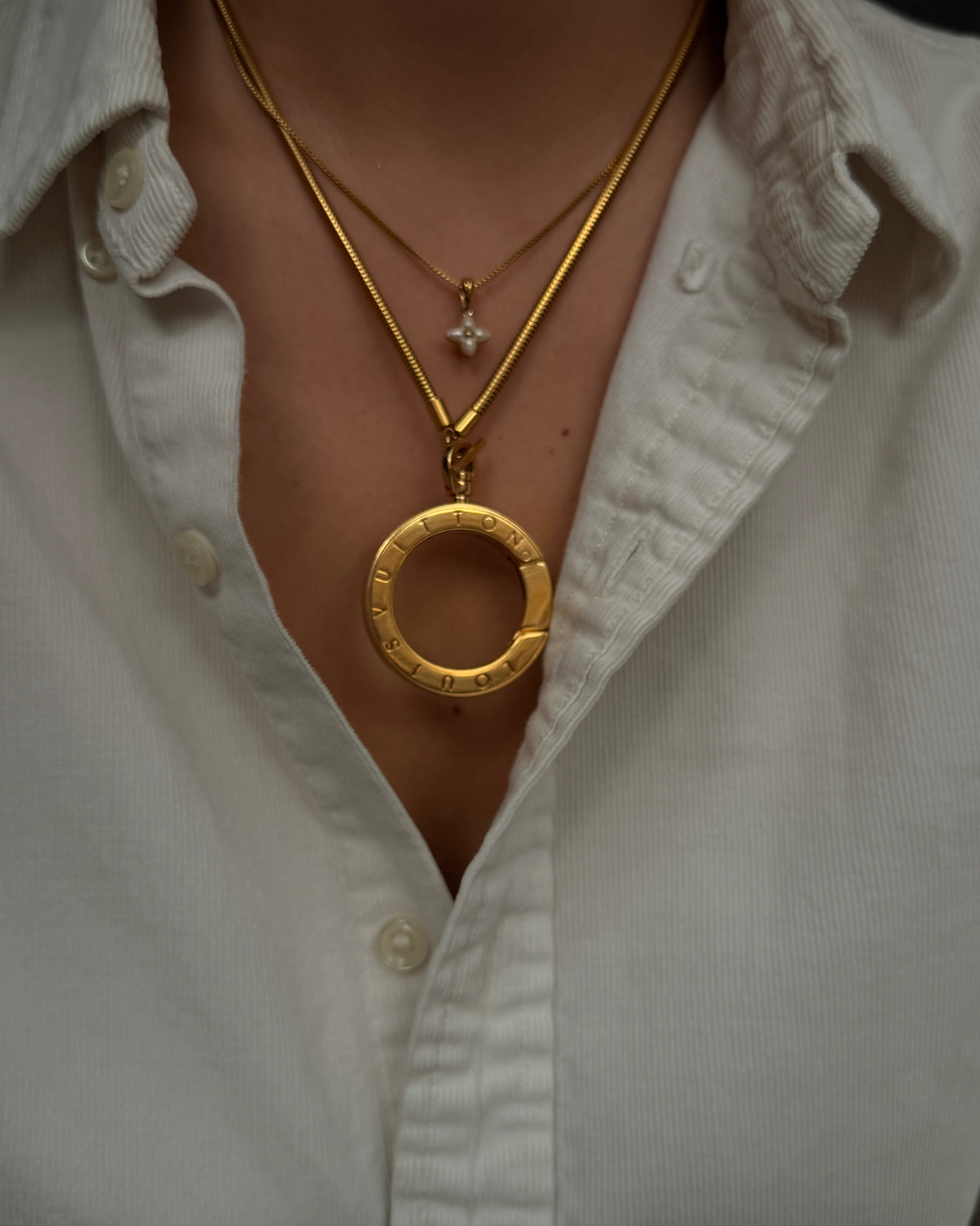 Authentic Louis Vuitton Clasp Rounded Pendant - Reworked Necklace