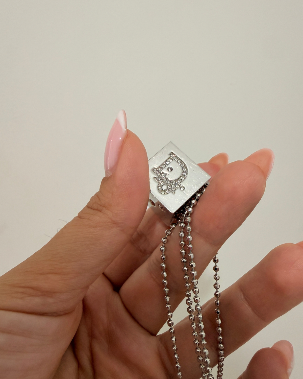 Authentic Dior Dice Rhinestone  Pendant- Reworked Necklace