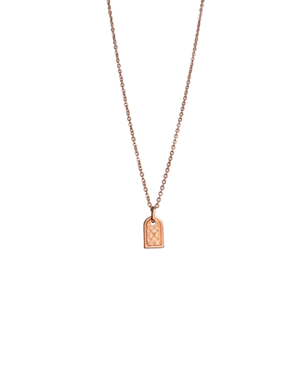 Authentic Louis Vuitton Nanogram luggage tag Pendant - Reworked Rose Gold Necklace