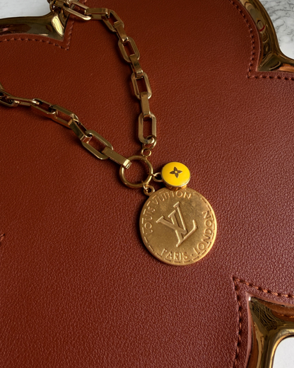 Custom Reworked LV Rounded Pendant & Yellow Pastilles - Reworked Necklace