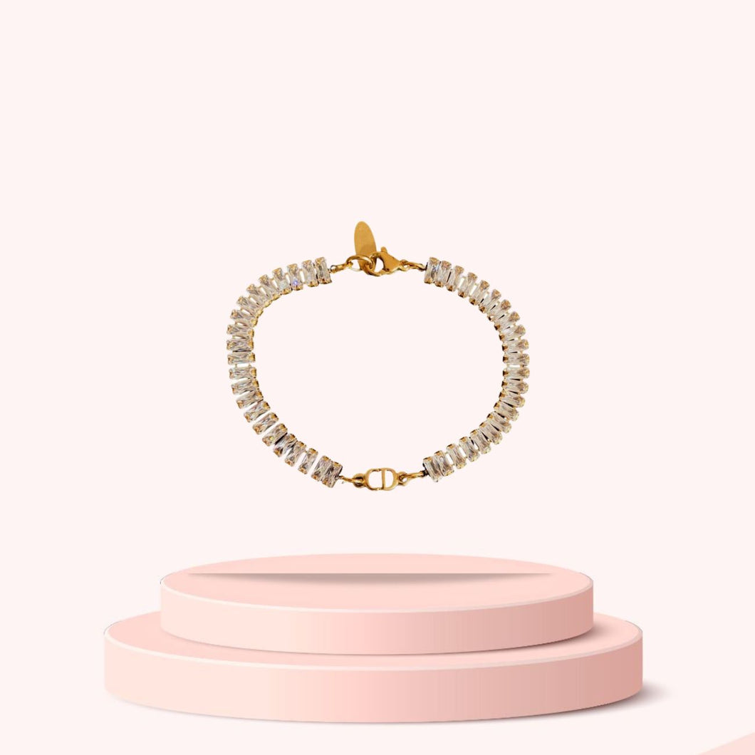 Authentic Dior CD Initials Pendant- Reworked Diamante Bracelet