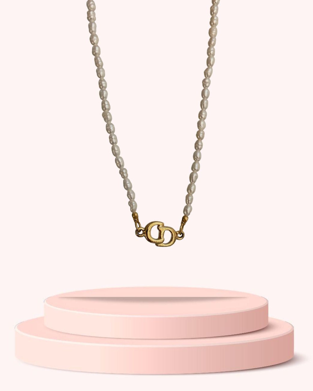 Authentic Dior CD Pendant- Reworked Mini Pearls Choker