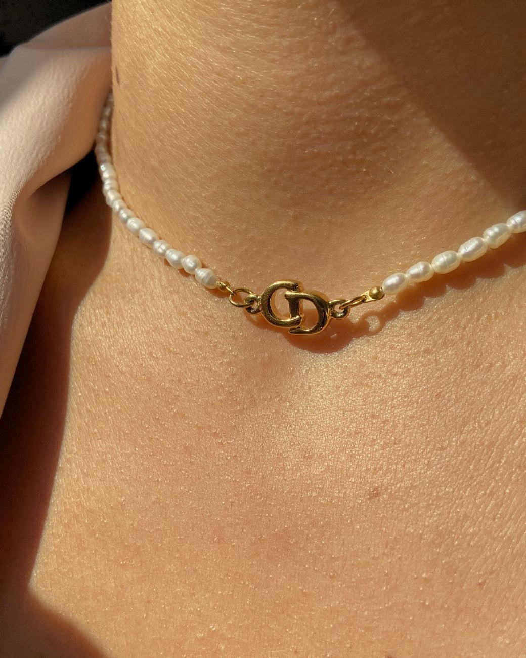 Authentic Dior CD Pendant- Reworked Mini Pearls Choker