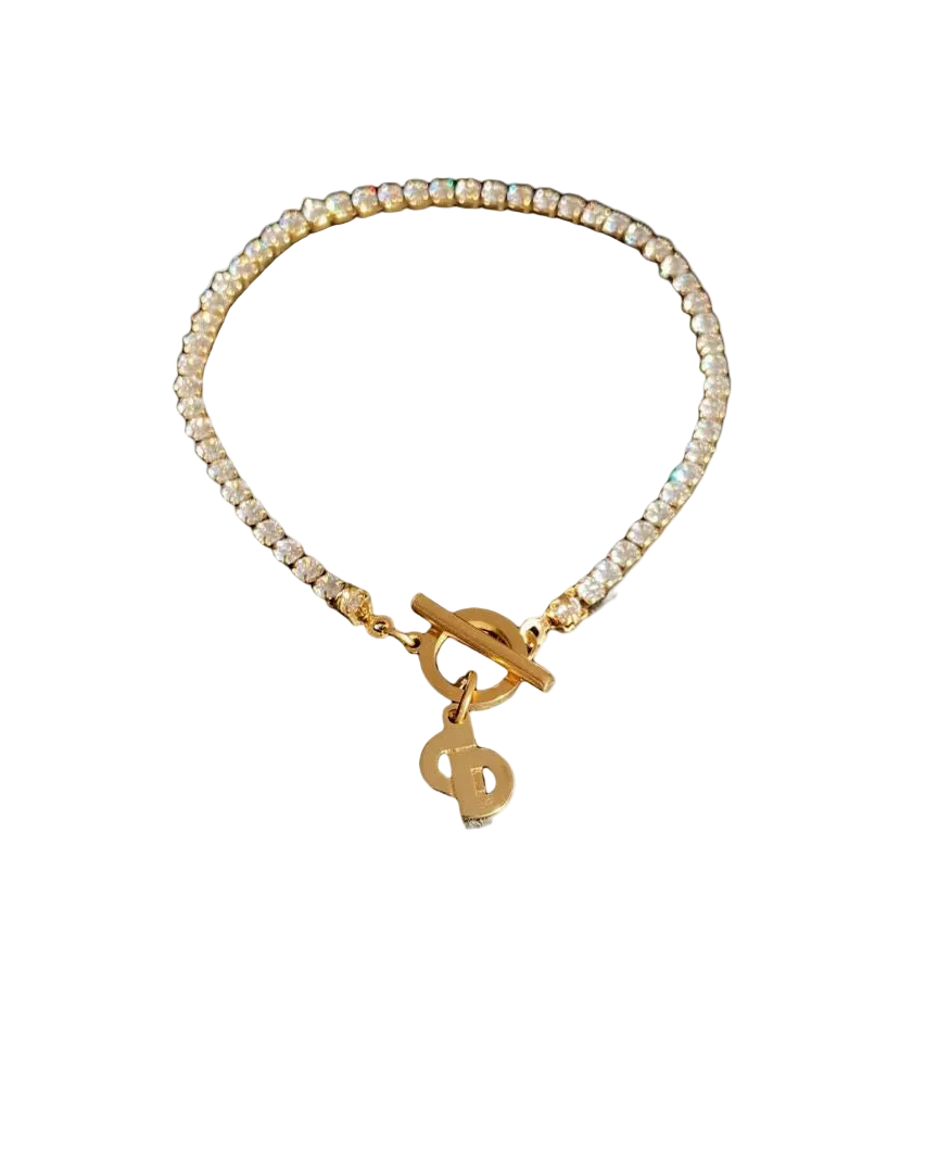 Authentic Dior CD Tag Pendant- Reworked Strass Bracelelt