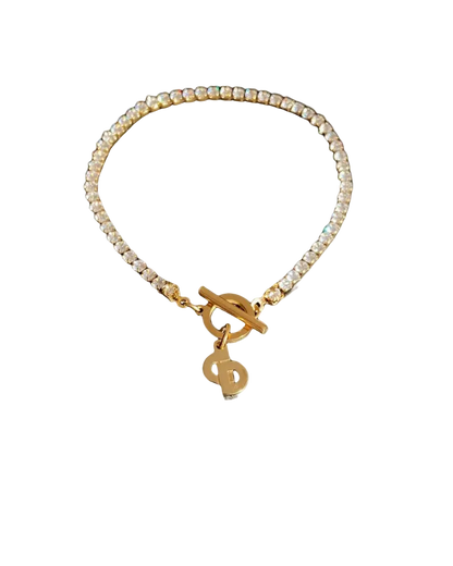 Authentic Dior CD Tag Pendant- Reworked Strass Bracelelt