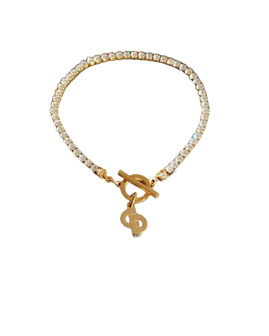 Authentic Dior CD Tag Pendant- Reworked Strass Bracelelt