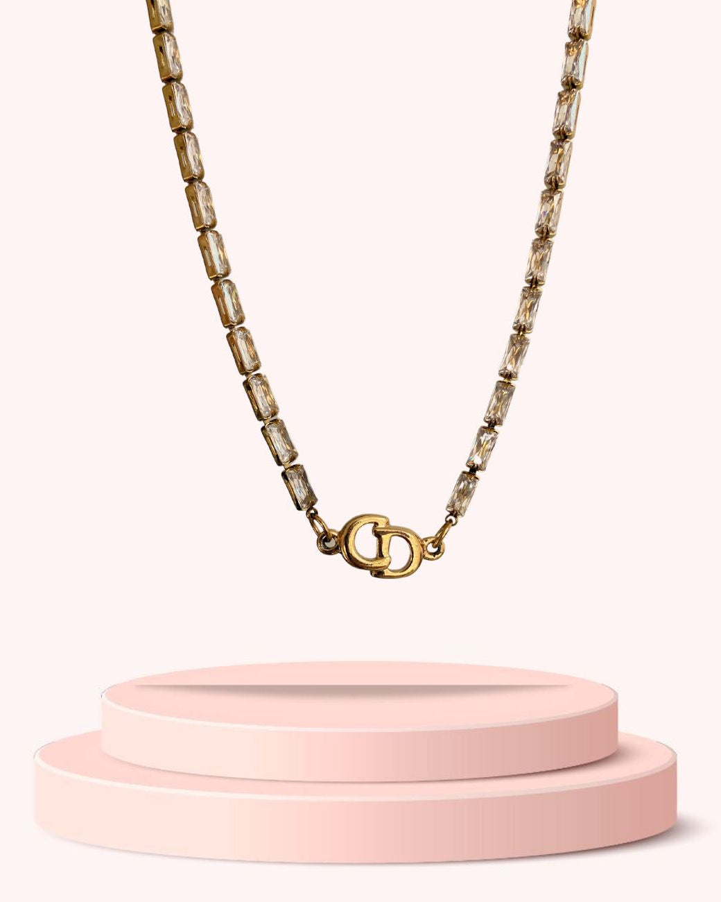 Authentic Dior CD initials Pendant- Reworked Mini Diamante Choker