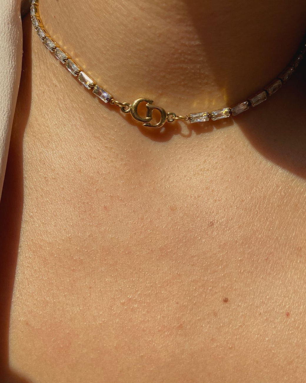 Authentic Dior CD initials Pendant- Reworked Mini Diamante Choker