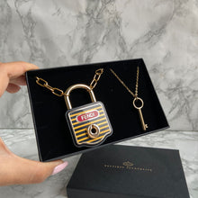 Load image into Gallery viewer, Authentic Fendi Pecan Padlock with Key on Chain- Repurposed Necklace